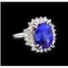 Image 1 : 14KT White Gold 7.79 ctw Tanzanite and Diamond Ring