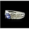 Image 1 : 14KT White Gold 0.85 ctw Tanzanite and Diamond Ring