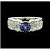 Image 2 : 14KT White Gold 0.85 ctw Tanzanite and Diamond Ring