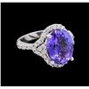Image 1 : 5.52 ctw Tanzanite and Diamond Ring - 14KT White Gold
