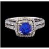 Image 2 : 1.31 ctw Tanzanite and Diamond Ring - 14KT White Gold