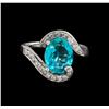 Image 2 : 3.09 ctw Apatite and Diamond Ring - 14KT White Gold