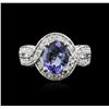 Image 2 : 14KT White Gold 2.13 ctw Tanzanite and Diamond Ring