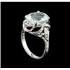 Image 4 : 3.82 ctw Aquamarine and Diamond Ring - 14KT White Gold