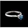 Image 2 : 14KT White Gold 0.57 ctw Round Cut Fancy Blue Diamond Solitaire Ring