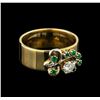 Image 1 : 0.34 ctw Diamond and Emerald Ring - 14KT Rose Gold