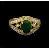 Image 2 : 14KT Yellow Gold 1.63 ctw Emerald and Diamond Ring