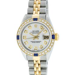 Rolex Two-Tone Diamond and Sapphire DateJust Ladies Watch