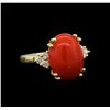 Image 1 : 14KT Yellow Gold 6.25 ctw Coral and Diamond Ring