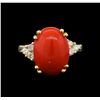 Image 2 : 14KT Yellow Gold 6.25 ctw Coral and Diamond Ring