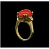 Image 4 : 14KT Yellow Gold 6.25 ctw Coral and Diamond Ring