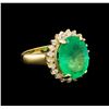 Image 1 : GIA Cert 7.11 ctw Emerald and Diamond Ring - 14KT Yellow Gold