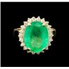 Image 2 : GIA Cert 7.11 ctw Emerald and Diamond Ring - 14KT Yellow Gold