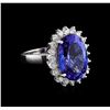 Image 1 : 7.99 ctw Tanzanite and Diamond Ring - 14KT White Gold