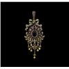 Image 1 : 4.04 ctw Amethyst and Diamond Pendant - 18KT Yellow Gold