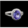 Image 1 : 4.10 ctw Tanzanite and Diamond Ring - 14KT White Gold