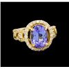 Image 1 : 14KT Yellow Gold 3.43 ctw Tanzanite and Diamond Ring