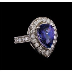 14KT White Gold 3.30 ctw Tanzanite and Diamond Ring