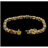 Image 3 : 17.55 ctw Multi Color Sapphire Bracelet - 14KT Yellow Gold