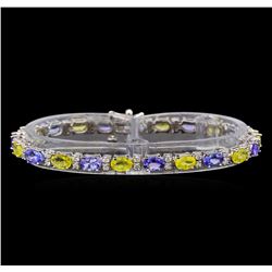 14KT White Gold 5.30 ctw Sapphire, Tanzanite and Diamond Bracelet