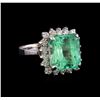 Image 1 : 7.80 ctw Emerald and Diamond Ring - 14KT White Gold