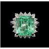 Image 2 : 7.80 ctw Emerald and Diamond Ring - 14KT White Gold