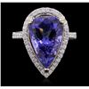 Image 2 : 14KT Two-Tone Gold 9.41 ctw GIA Certified Tanzanite and Diamond Ring