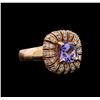 Image 1 : 14KT Rose Gold 1.68 ctw Tanzanite and Diamond Ring