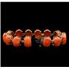 Image 3 : 14KT Rose Gold 65.20 ctw Coral and Diamond Bracelet
