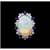 Image 2 : 13.66 ctw Opal, Sapphire and Diamond Ring - 14KT White Gold