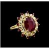 Image 1 : 9.92 ctw Ruby and Diamond Ring - 14KT Yellow Gold