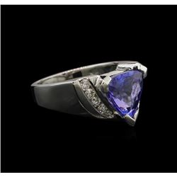 3.05 ctw Tanzanite and Diamond Ring - 14KT White Gold