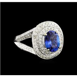 14KT White Gold 2.46 ctw Tanzanite and Diamond Ring