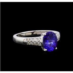 1.79 ctw Tanzanite and Diamond Ring - 14KT White Gold