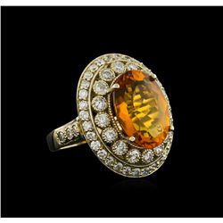 14KT White Gold 15.39 ctw Citrine and Diamond Ring