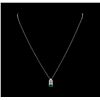 Image 2 : 0.41 ctw Emerald and Diamond Pendant With Chain - 14KT White Gold