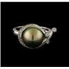 Image 2 : Pearl and Diamond Ring - 14KT White Gold