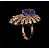 Image 4 : 8.16 ctw Tanzanite and Diamond Ring - 14KT Rose Gold