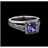 Image 1 : 1.08 ctw Tanzanite and Diamond Ring - 14KT White Gold