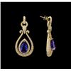 Image 2 : 14KT Yellow Gold 17.82 ctw Tanzanite and Diamond Earrings