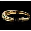 Image 3 : 2.00 ctw Emerald and Diamond Bangle Bracelet - 14KT Yellow Gold