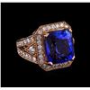 Image 1 : 15.80 ctw Tanzanite and Diamond Ring - 14KT Rose Gold