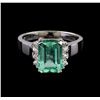 Image 2 : 2.77 ctw Emerald and Diamond Ring - 14KT White Gold