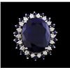 Image 2 : 30.22 ctw Sapphire and Diamond Ring - 14KT White Gold
