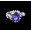 Image 2 : 2.90 ctw Tanzanite and Diamond Ring - 14KT White Gold