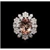 Image 1 : 5.15 ctw Morganite and Diamond Ring - 18KT White Gold