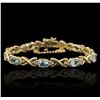 Image 1 : 14KT Yellow Gold 10.00 ctw Aquamarine and Diamond Bracelet