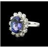 Image 2 : 14KT White Gold 5.33 ctw Tanzanite and Diamond Ring