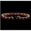 Image 3 : 19.68 ctw Ruby and Diamond Bracelet - 14KT Yellow Gold