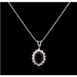 2.53 ctw Green Tourmaline and Diamond Pendant With Chain - 14KT White Gold